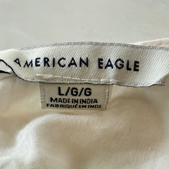 American Eagle‎ Womens Halter Crop Top Cream Cotton Eyelet Lace Size L Boho - Picture 5 of 8